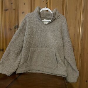 American Eagle Outfitters Taupe Sherpa Jacket